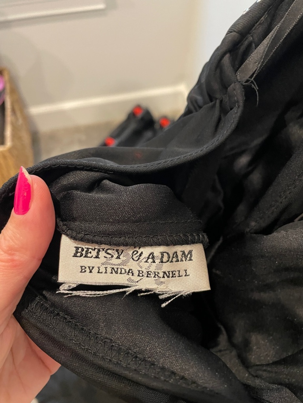Black Halter sequined Evening Gown with Bead Detail Betsy ADam - Picture 6 of 6